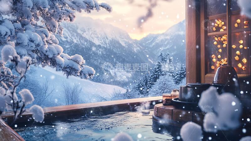 高清大图下载【趣麦麦图】冬至氛围图插画雪景场景