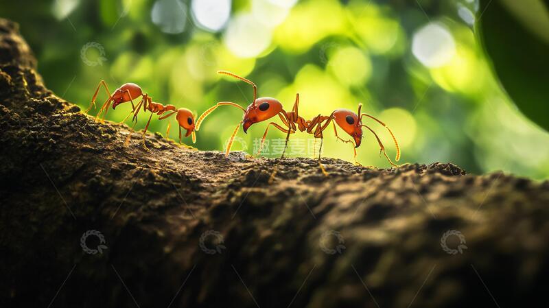 高清大图下载【趣麦麦图】蚂蚁爬大树蚂蚁大树两只