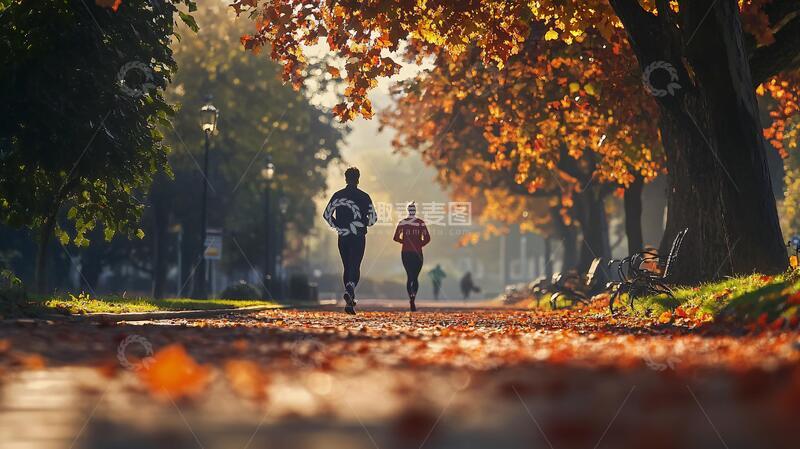 高清大图下载【趣麦麦图】秋天里晨练的人