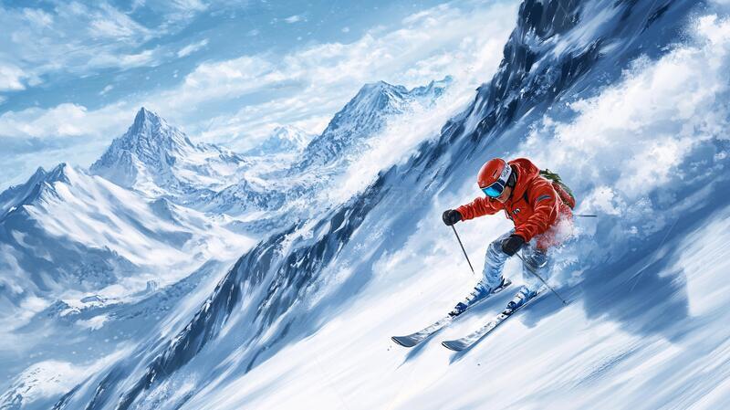 高清大图下载【趣麦麦图】滑雪壁纸插画文化视觉