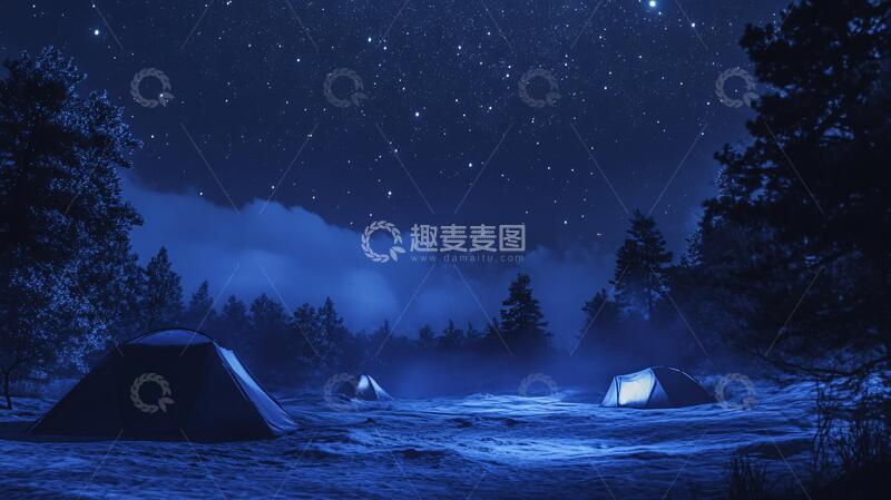 高清大图下载【趣麦麦图】夜景帐篷帐篷夜景露营
