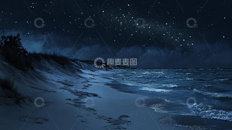 高清大图下载【趣麦麦图】夜景海边意境