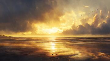 耶稣光海面海景霞光宽幅