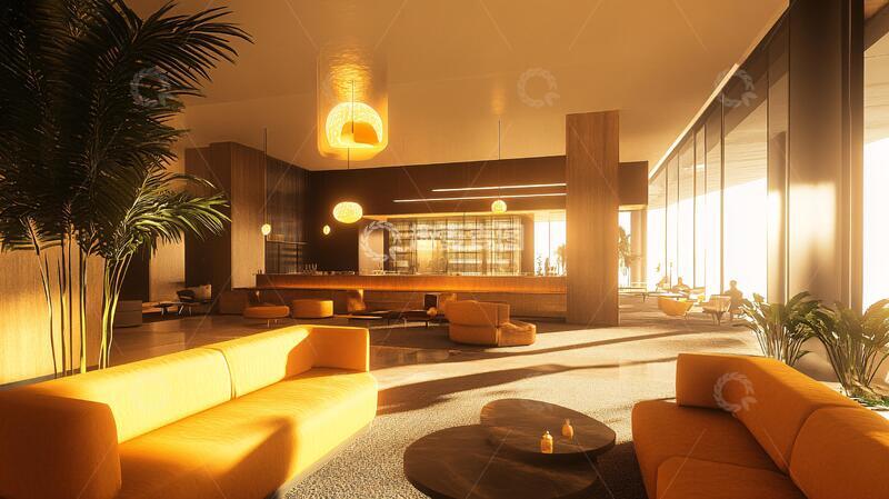 高清大图下载【趣麦麦图】大楼休闲区大厅银行大楼