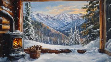 雪景油画油画雪景绘画2