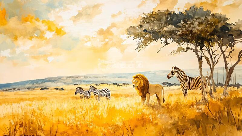 高清大图下载【趣麦麦图】非洲草原动物场景