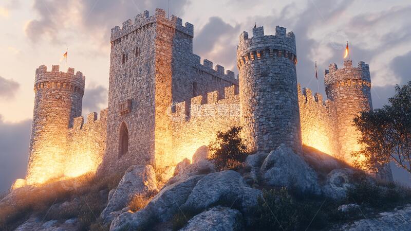 高清大图下载【趣麦麦图】夕阳下城堡风格壁纸屯兵