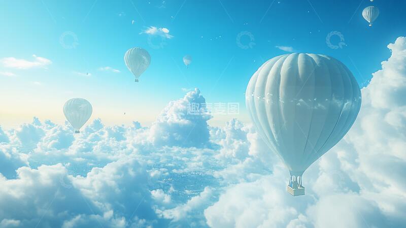 高清大图下载【趣麦麦图】热气球云海云朵大气动画