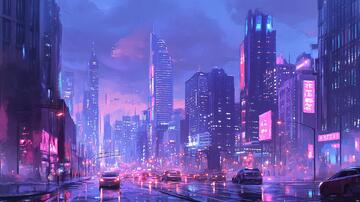 都市雨景朋克街景雨景