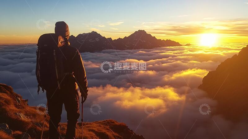 高清大图下载【趣麦麦图】总经理业务员日出高山2