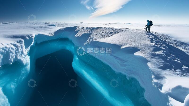 高清大图下载【趣麦麦图】冰川与人类极地蓝色人类