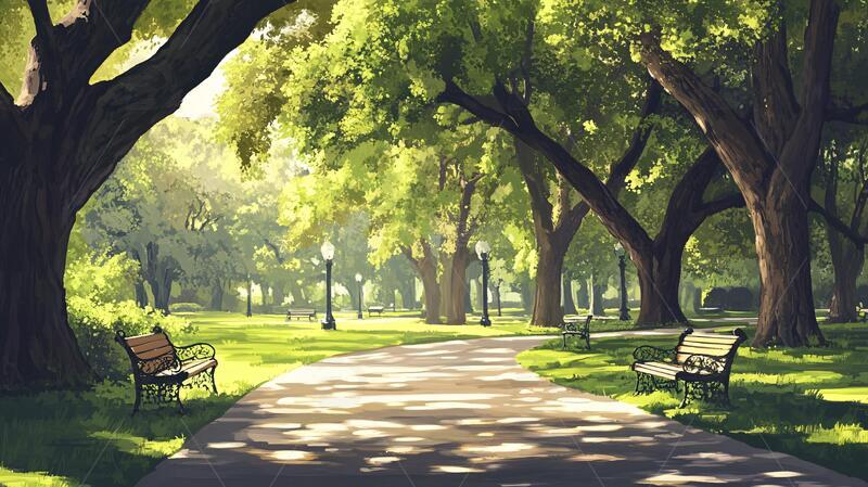 高清大图下载【趣麦麦图】大树下休息场景