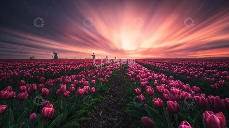 高清大图下载【趣麦麦图】梦境郁金香逆光光影梦境