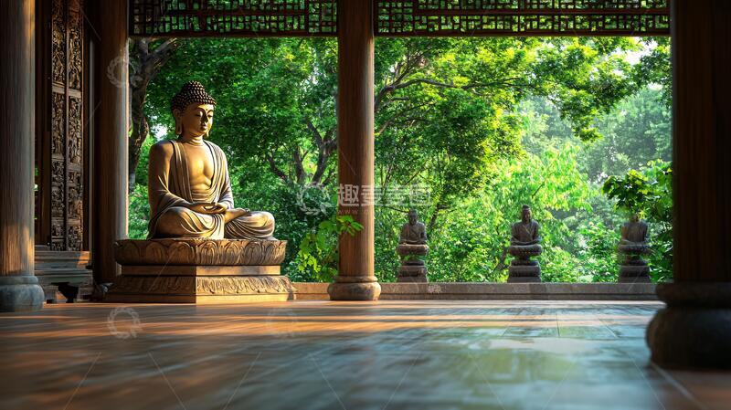高清大图下载【趣麦麦图】佛禅佛教禅室