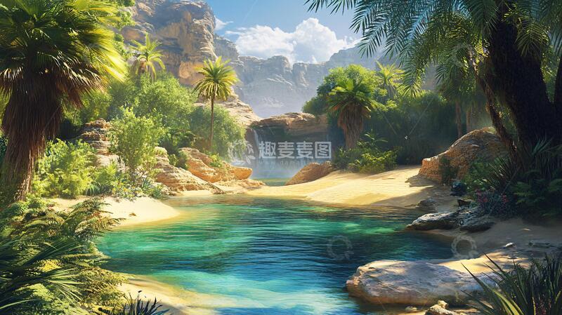 高清大图下载【趣麦麦图】荒漠中的绿洲3