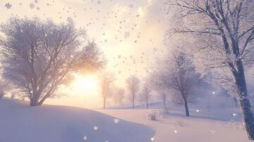 雪中晨曦晨曦雪覆盖日出