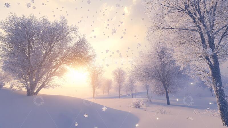 高清大图下载【趣麦麦图】雪中晨曦晨曦雪覆盖日出