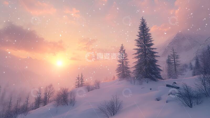 高清大图下载【趣麦麦图】雪景日出全景7