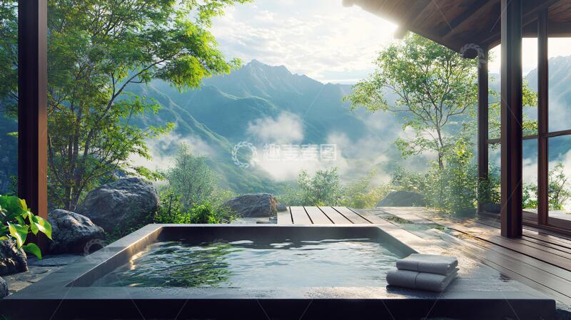高清大图下载【趣麦麦图】山景房浴缸浴缸日式浴池