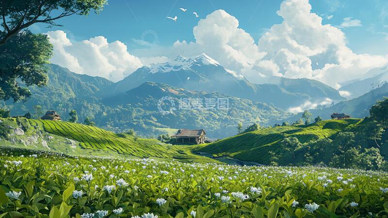 高清大图下载【趣麦麦图】茶园山间绿意浓