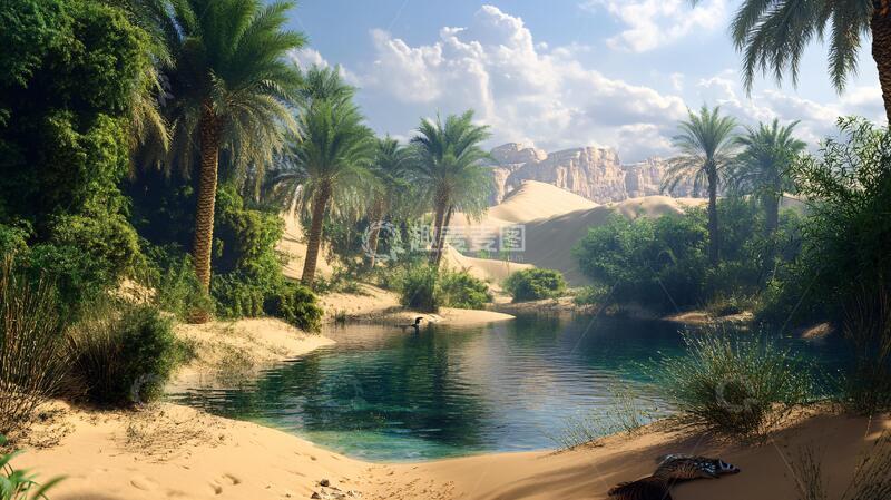 高清大图下载【趣麦麦图】荒漠中的绿洲2