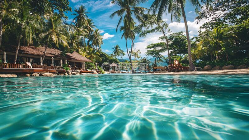 高清大图下载【趣麦麦图】椰林泳池椰林蜜月私人