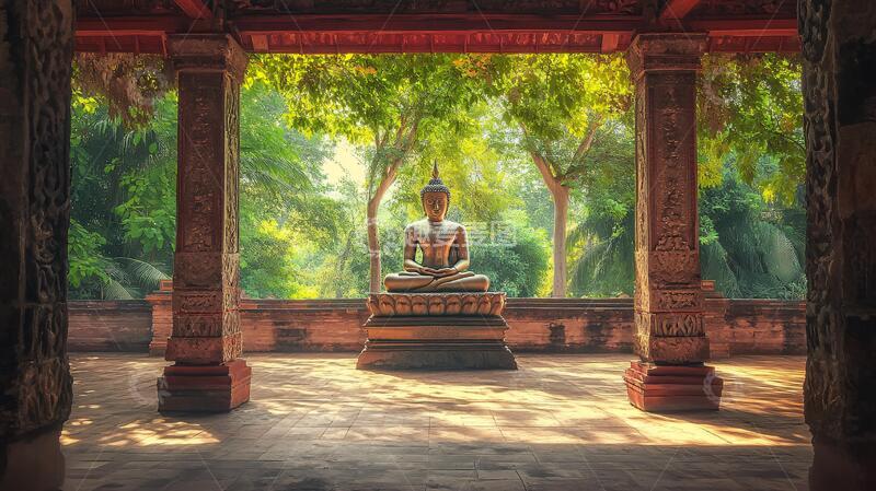 高清大图下载【趣麦麦图】静坐画面佛像盘腿画面