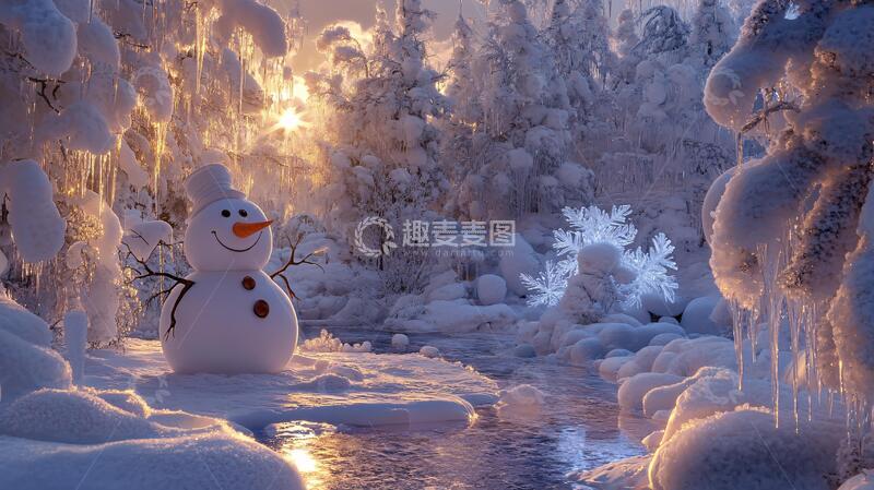 高清大图下载【趣麦麦图】森林雪人雪娃娃
