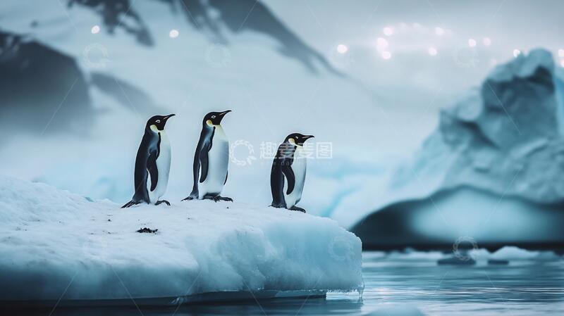 高清大图下载【趣麦麦图】北极光下的冰雪世界