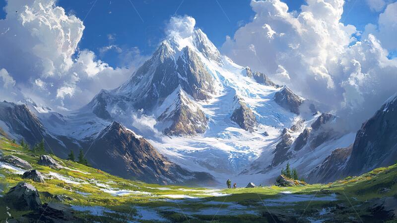 高清大图下载【趣麦麦图】雪山原画场景壁纸原画