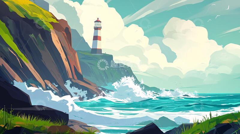 高清大图下载【趣麦麦图】南麂岛插画插画沿海海边