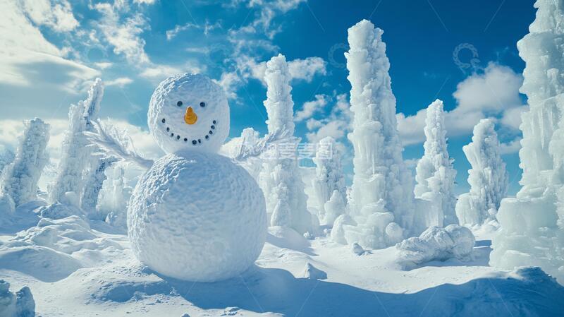 高清大图下载【趣麦麦图】3d雪人雪人雪景冰雪