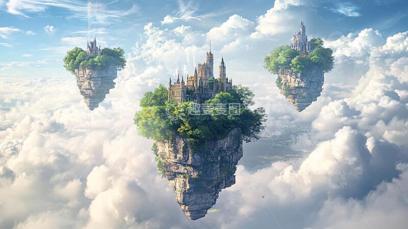 高清大图下载【趣麦麦图】云海悬浮小岛5