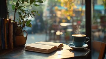 咖啡读书日读书场景书本
