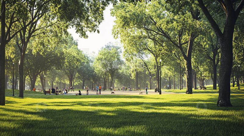高清大图下载【趣麦麦图】-阳光树木大草坪