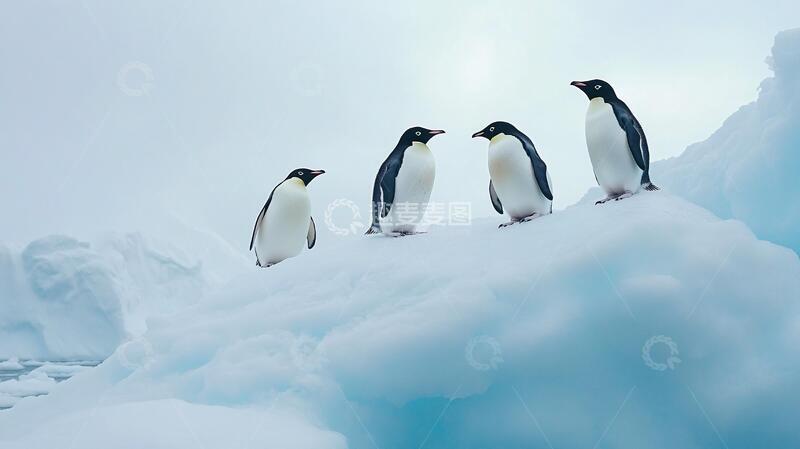 高清大图下载【趣麦麦图】企鹅家庭照企鹅背景极地