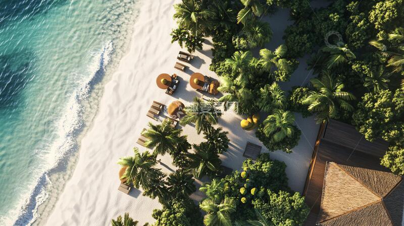 高清大图下载【趣麦麦图】俯瞰海滩海岛海边俯视