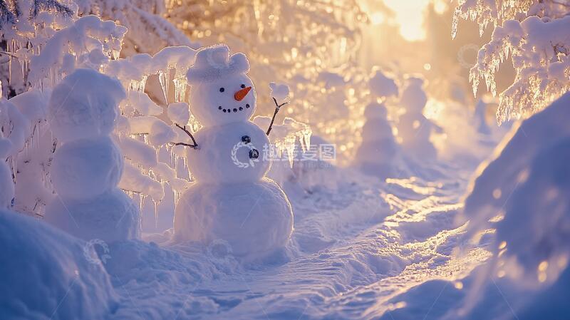 高清大图下载【趣麦麦图】森林雪人雪娃娃1
