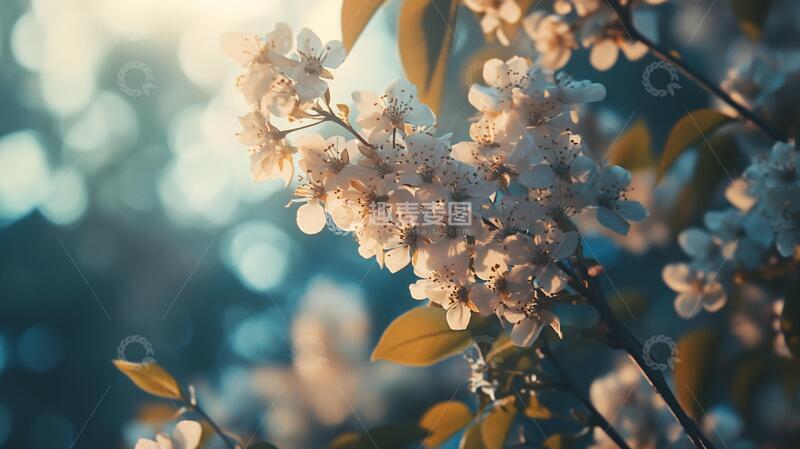 高清大图下载【趣麦麦图】阳光白色鲜花粉色樱花