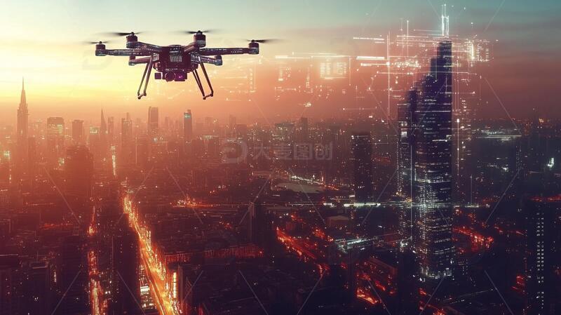 高清大图下载【趣麦麦图】科技航拍科技城市航拍