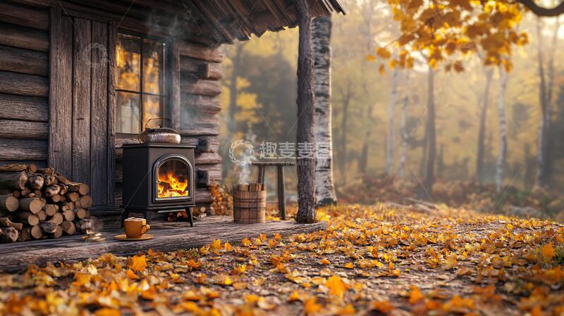 高清大图下载【趣麦麦图】乡间木屋秋天1