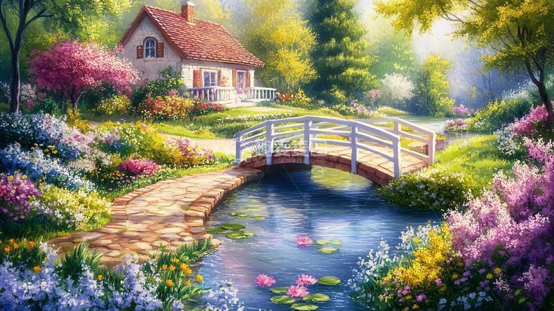 高清大图下载【趣麦麦图】宽屏风景画油画梦幻宽幅