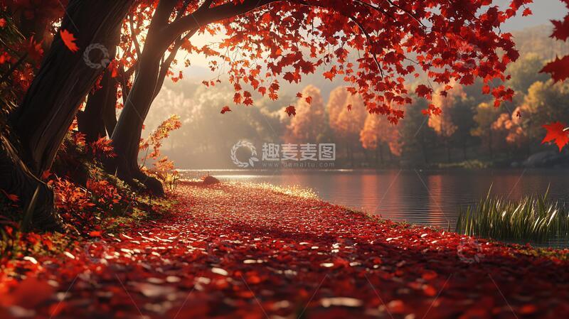 高清大图下载【趣麦麦图】唯美枫林栈道