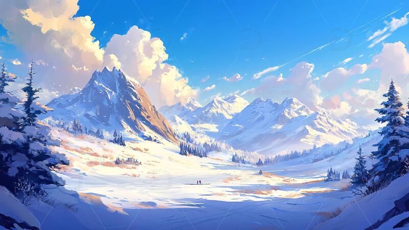 高清大图下载【趣麦麦图】雪山原画插画场景原画2
