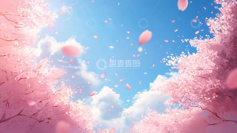 高清大图下载【趣麦麦图】唯美樱花节插画舞台氛围