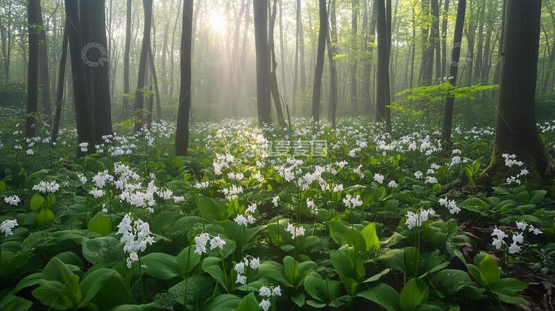 高清大图下载【趣麦麦图】春季森林与杜鹃花
