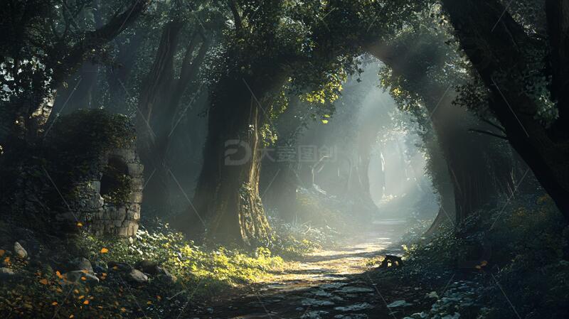 高清大图下载【趣麦麦图】深林大场景森林场景梦幻