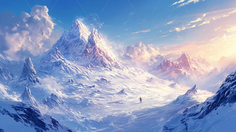 雪山原画壁纸场景插画