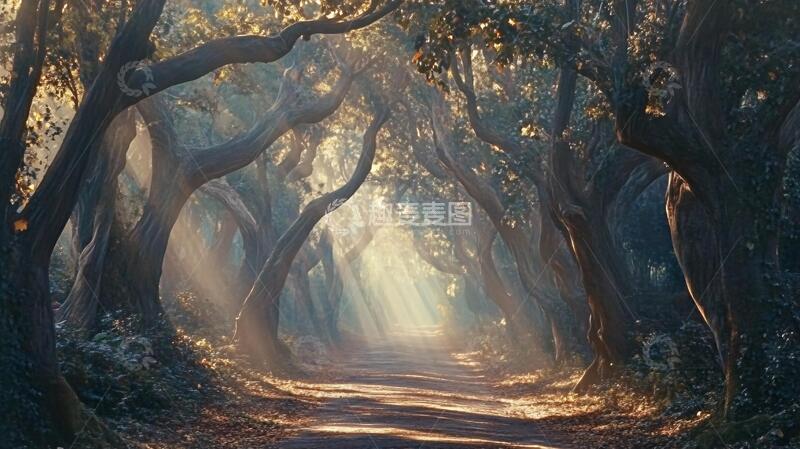 高清大图下载【趣麦麦图】唯美大树小路5