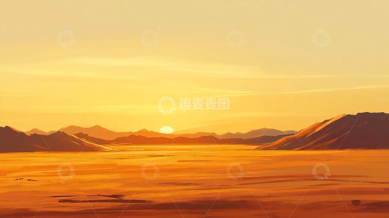 高清大图下载【趣麦麦图】荒野黄昏插画27